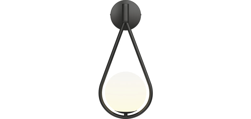 Black Wall Sconce - Globe Lampshade - Tear