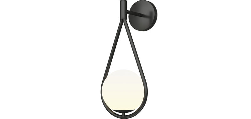 Black Wall Sconce - Globe Lampshade - Tear
