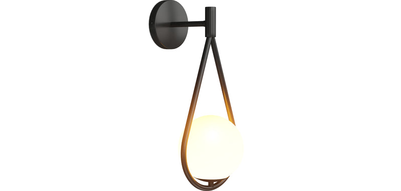 Black Wall Sconce - Globe Lampshade - Tear