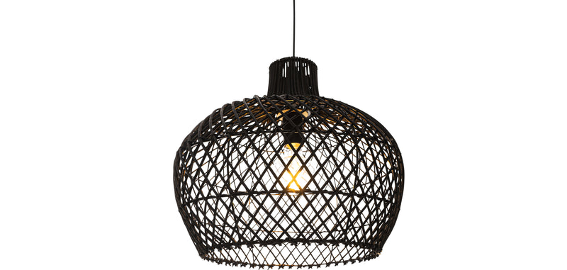 Lustre de plafond en rotin noir - Suspension de style Boho Bali - Cham
