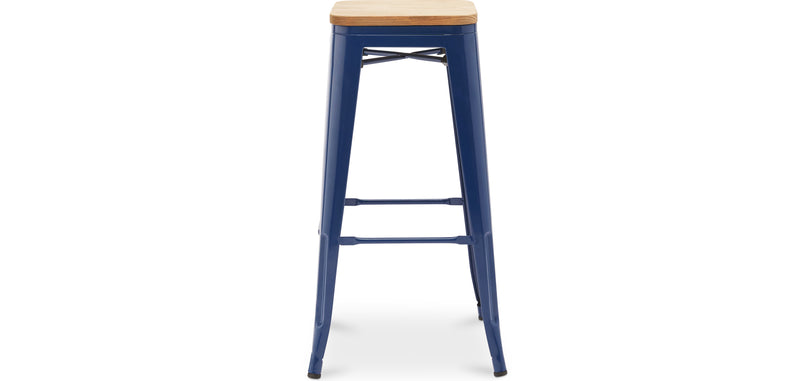 Tabouret de bar - Design industriel - Bois et acier - 76cm - Nouvelle édition - Stylix
