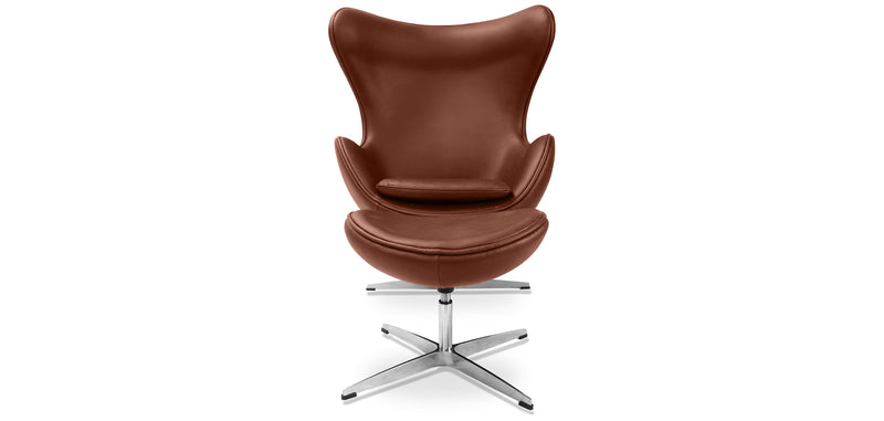 Fauteuil avec repose-pieds design en forme d'œuf - Revêtement en cuir - Brave