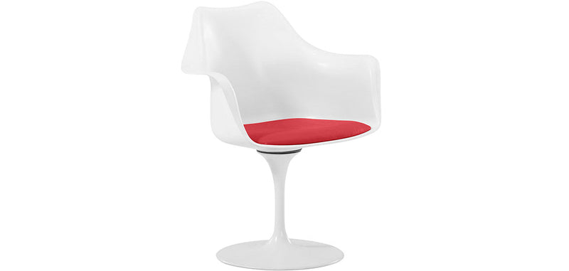 Dining chair with armrests - White swivel chair - Tulipan