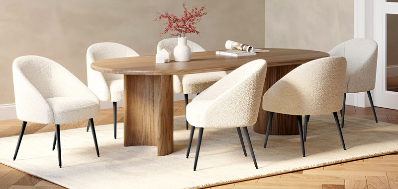 Design Armchair - Upholstered in Faux Bouclé Fur - White Loops - Wasda