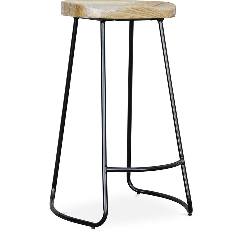 Barstol - Industriell design - Tre og metall - 76cm - Adriel