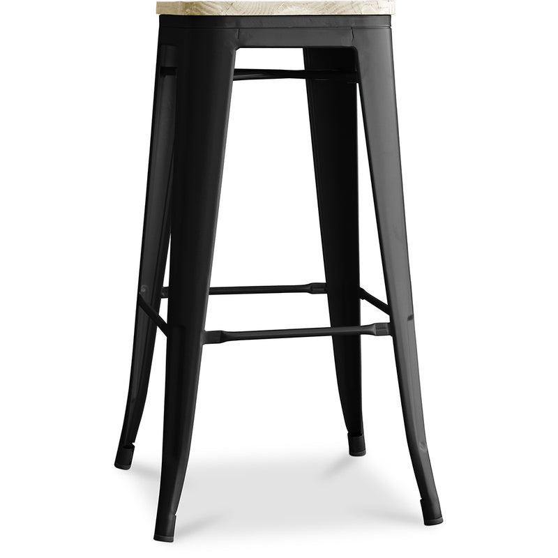 Bar Stool - Industrial Design - Steel & Wood - 76cm - Stylix