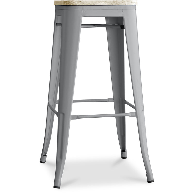 Bar Stool - Industrial Design - Steel & Wood - 76cm - Stylix