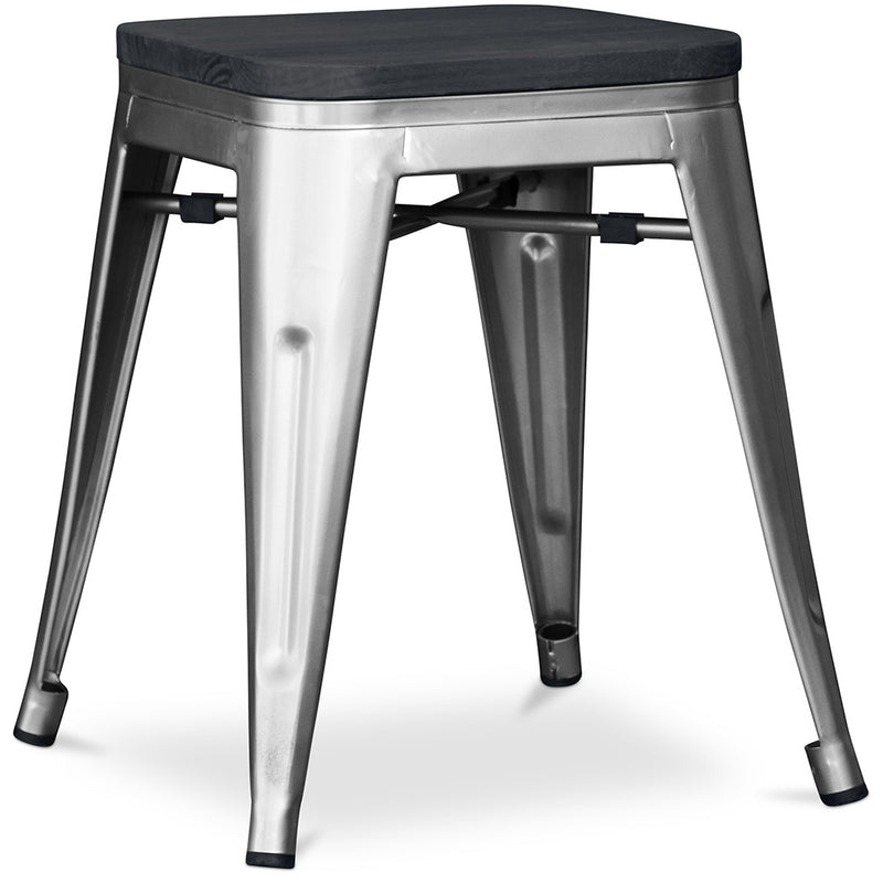 Taburete Diseño Industrial - Madera y Acero - 46cm - Stylix