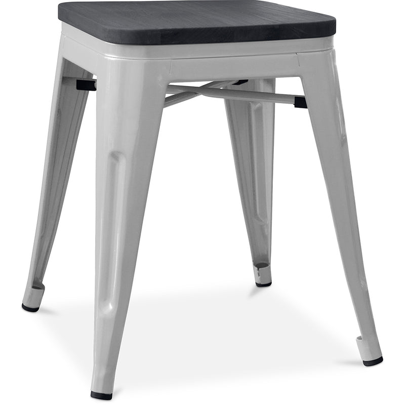 Taburete Diseño Industrial - Madera y Acero - 46cm - Stylix