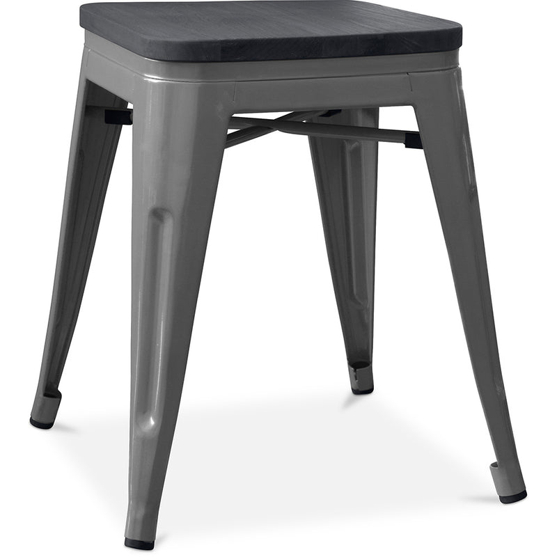 Taburete Diseño Industrial - Madera y Acero - 46cm - Stylix