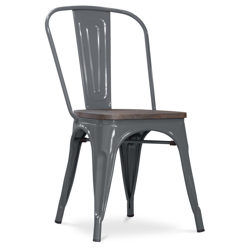 Silla de comedor - Diseño industrial - Madera y acero - Nueva edición - Stylix