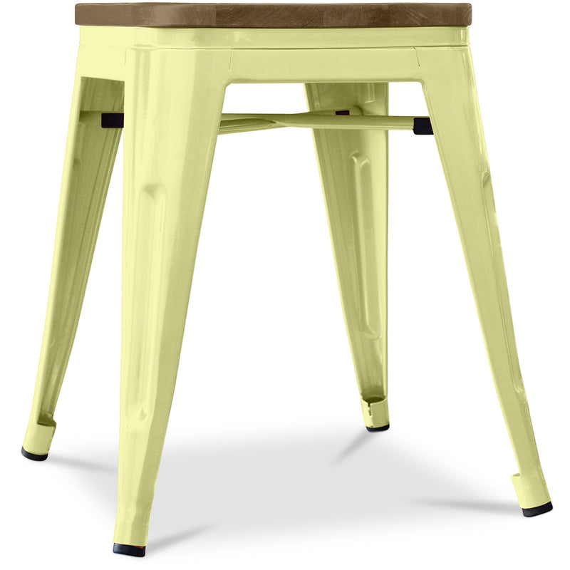 Industrial Design Stool - Wood and Steel - 45cm - Stylix