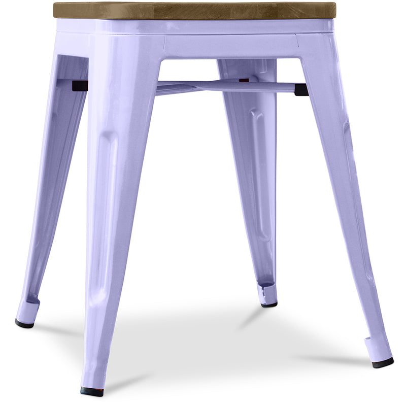 Industrial Design Stool - Wood and Steel - 45cm - Stylix