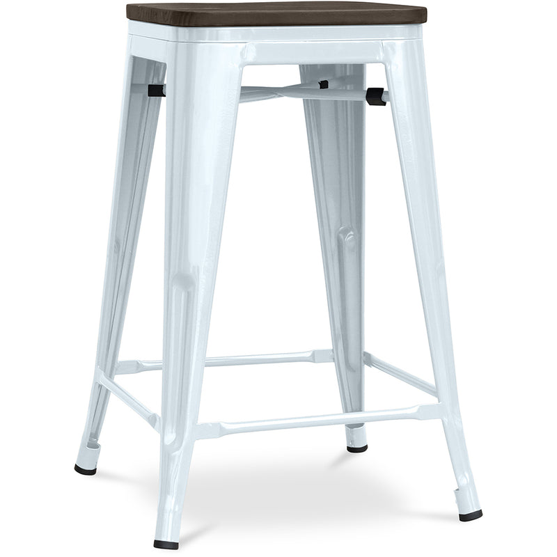 Bar Stool - Industrial Design - Wood and Steel - 60cm - Stylix