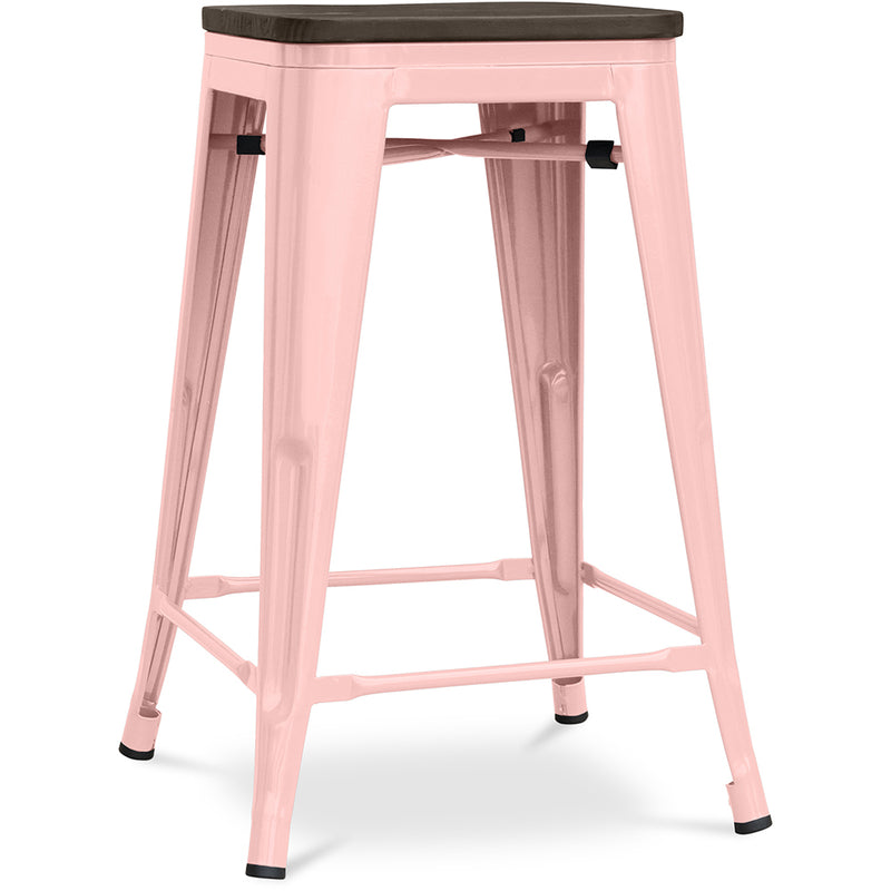 Bar Stool - Industrial Design - Wood and Steel - 60cm - Stylix