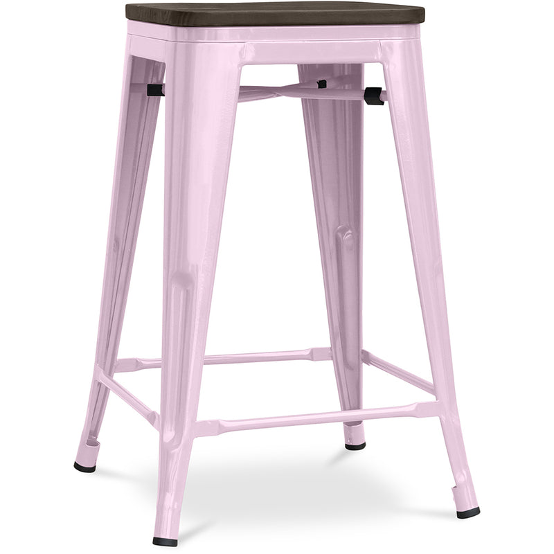 Bar Stool - Industrial Design - Wood and Steel - 60cm - Stylix