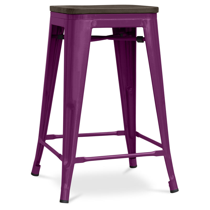 Bar Stool - Industrial Design - Wood and Steel - 60cm - Stylix