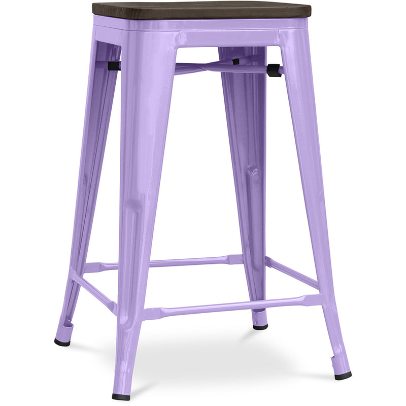Bar Stool - Industrial Design - Wood and Steel - 60cm - Stylix