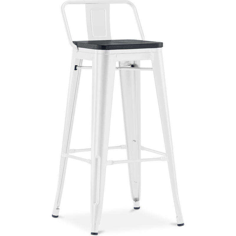 Bar stool with backrest - Industrial design - Wood and steel - 76cm - Stylix