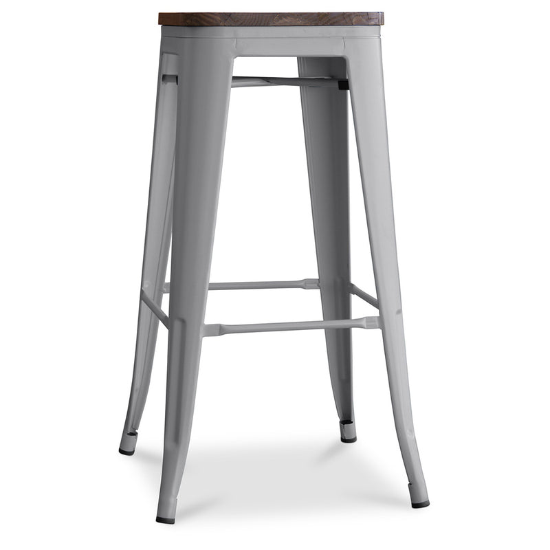 Industrial design bar stool - Wood and steel - 76cm - Stylix