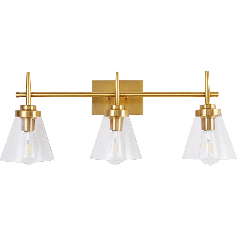 Applique Murale Dorée - Abat-jour en Cristal - 3 Lampes - Runa