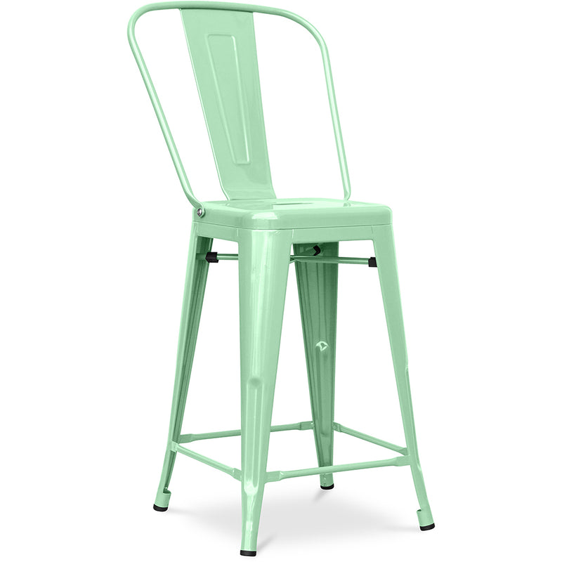 Banco de bar com encosto - design industrial - 60cm - Stylix