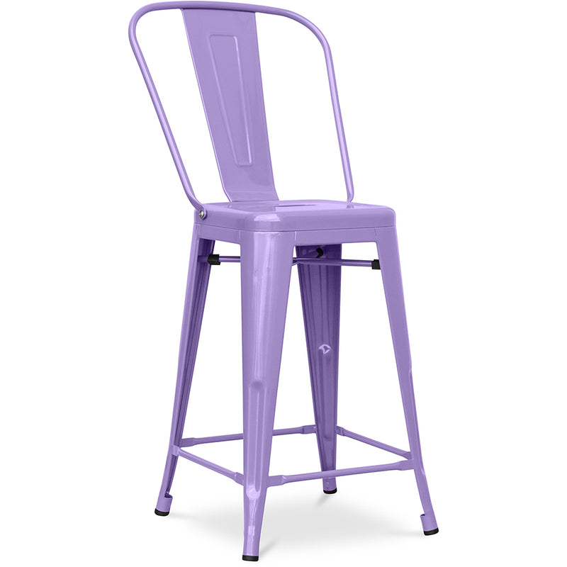 Banco de bar com encosto - design industrial - 60cm - Stylix