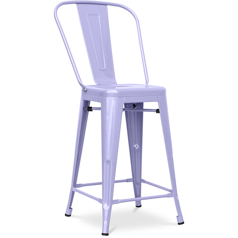 Banco de bar com encosto - design industrial - 60cm - Stylix