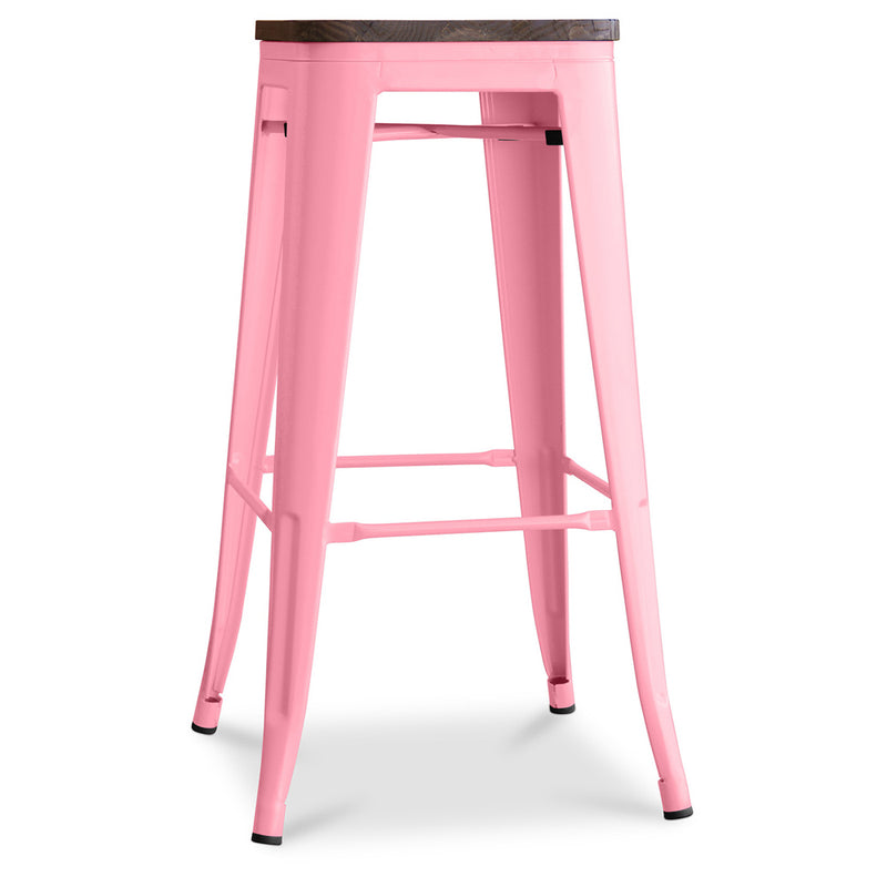 Industrial design bar stool - Wood and steel - 76cm - Stylix