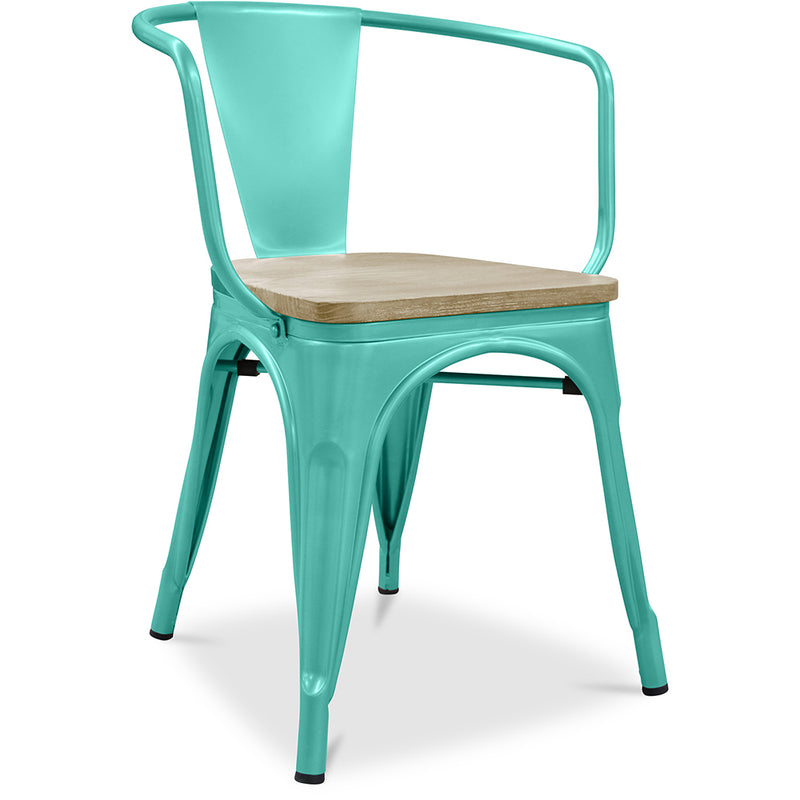 Spisestuestol med armlener - Tre og stål - Stylix