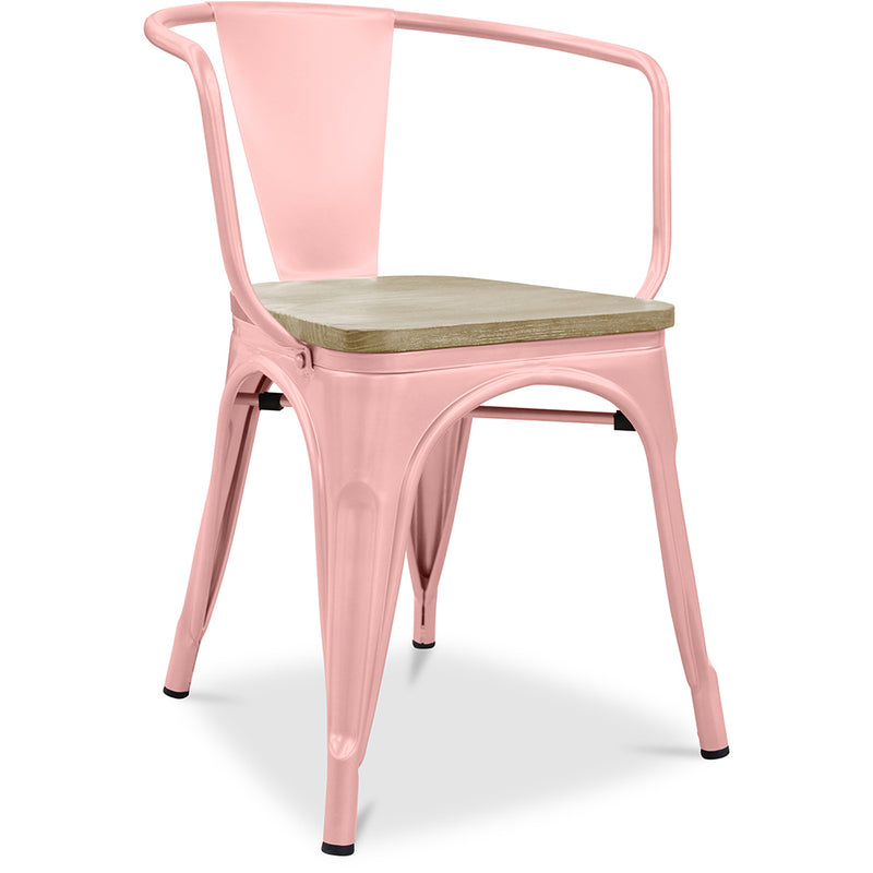 Spisestuestol med armlener - Tre og stål - Stylix