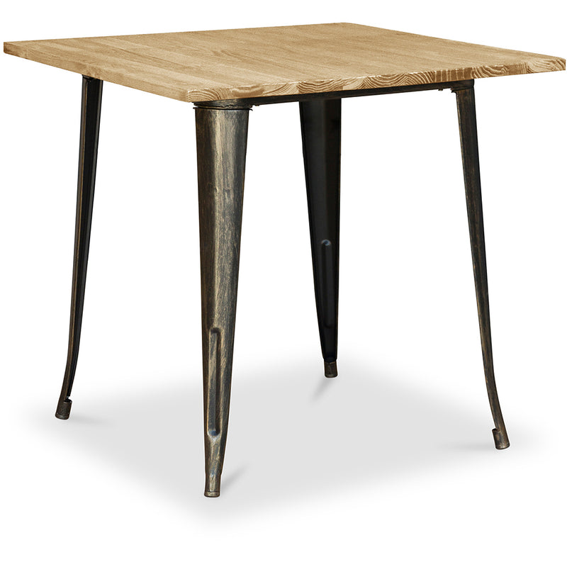 Table à manger carrée industrielle - Bois et métal - Stylix