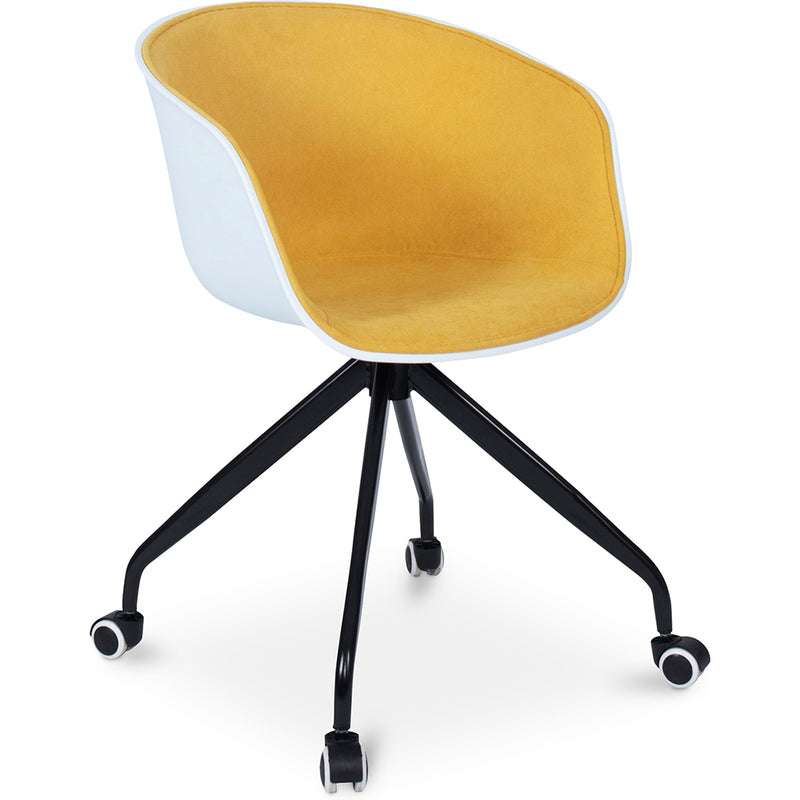 Chaise de bureau avec accoudoirs - Chaise de bureau à roulettes - Noir et blanc - Jodie