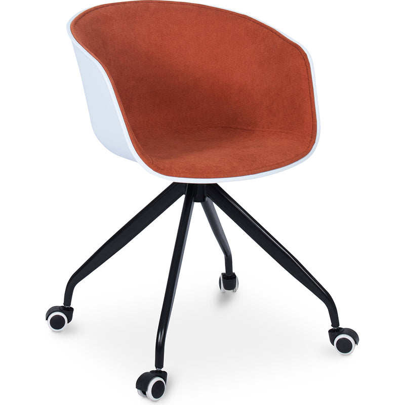 Chaise de bureau avec accoudoirs - Chaise de bureau à roulettes - Noir et blanc - Jodie