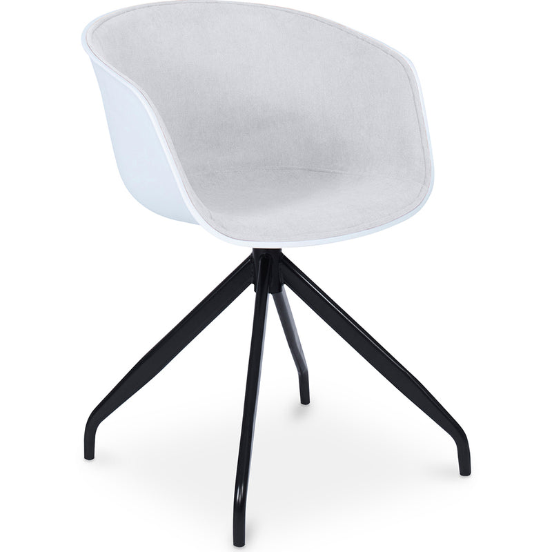 Chaise de bureau tapissée avec accoudoirs - Chaise de bureau noire et blanche - Jodie