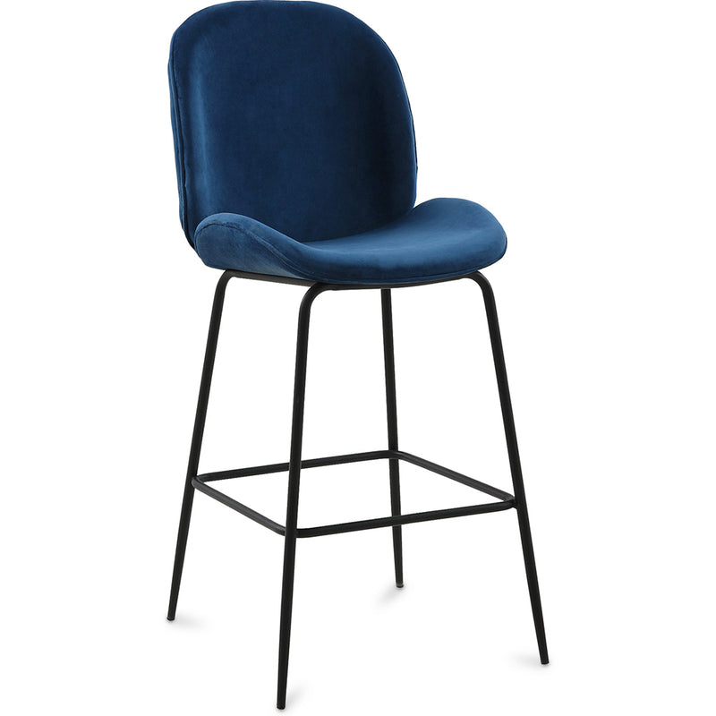 Velvet stool with backrest - Retro design - Elias