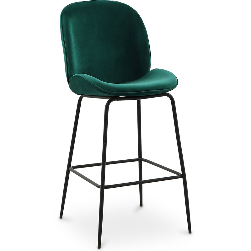 Velvet stool with backrest - Retro design - Elias
