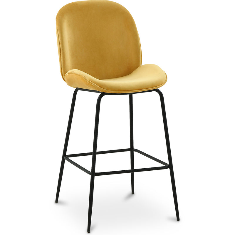 Velvet stool with backrest - Retro design - Elias
