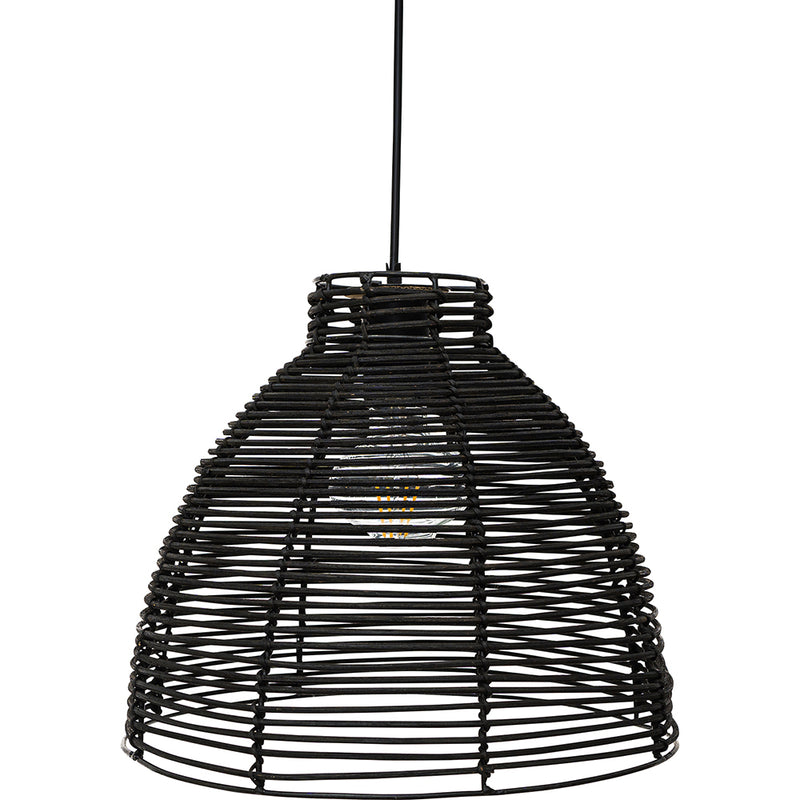 Lampa sufitowa z czarnego rattanu - Lampa wisząca w stylu Boho Bali - Gian