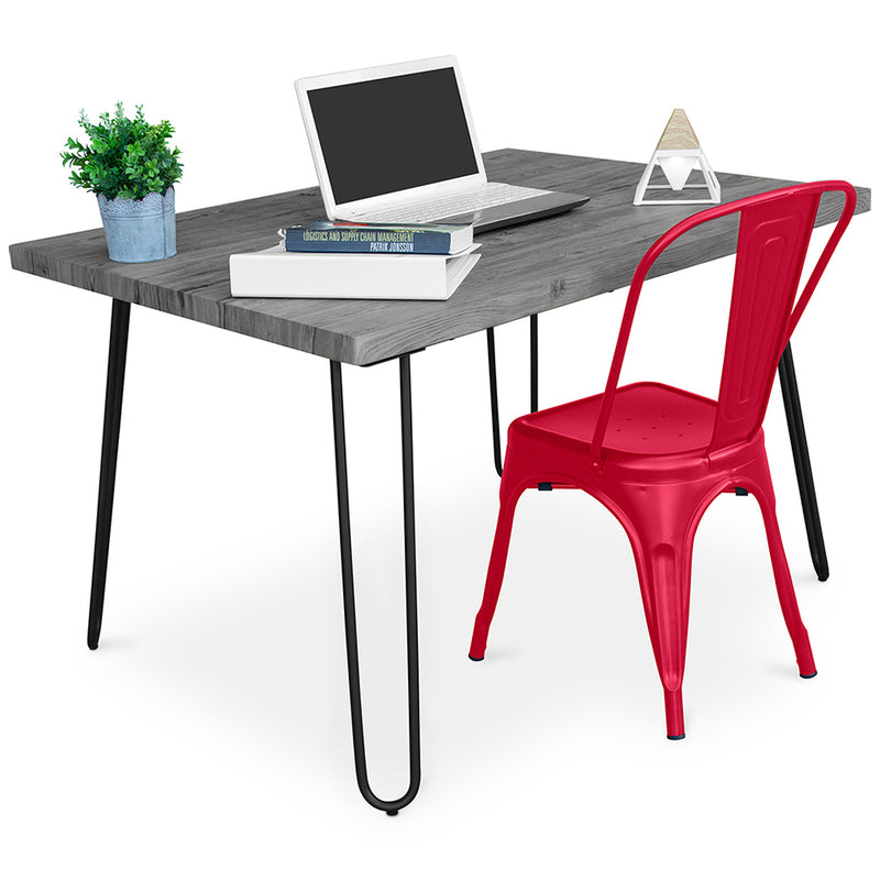 Kontorsett - Industrielt design 120cm - Hairpin + Spisestuestol - Stylix