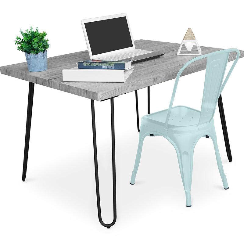 Kontorsett - Industrielt design 120cm - Hairpin + Spisestuestol - Stylix