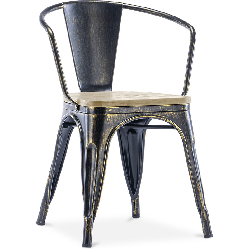 Esszimmerstuhl mit Armlehnen - Industrielles Design - Holz und Stahl - Neue Ausgabe - Stylix
