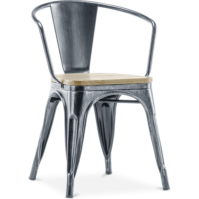 Esszimmerstuhl mit Armlehnen - Industrielles Design - Holz und Stahl - Neue Ausgabe - Stylix