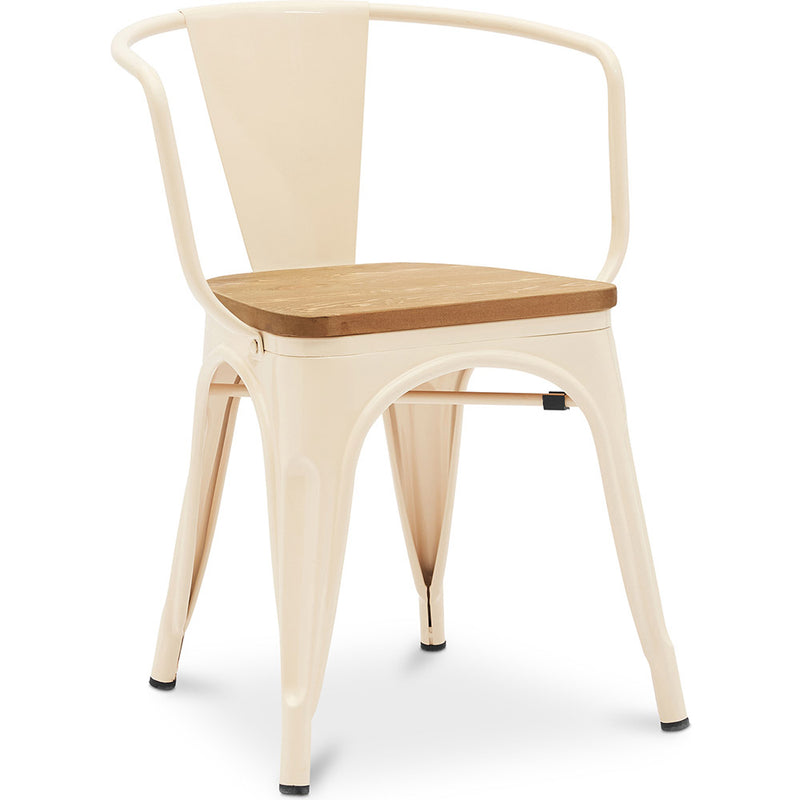 Esszimmerstuhl mit Armlehnen - Industrielles Design - Holz und Stahl - Neue Ausgabe - Stylix