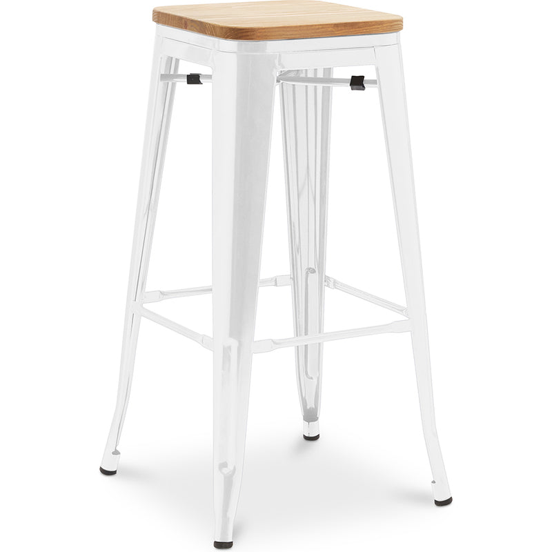 Tabouret de bar - Design industriel - Bois et acier - 76cm - Nouvelle édition - Stylix