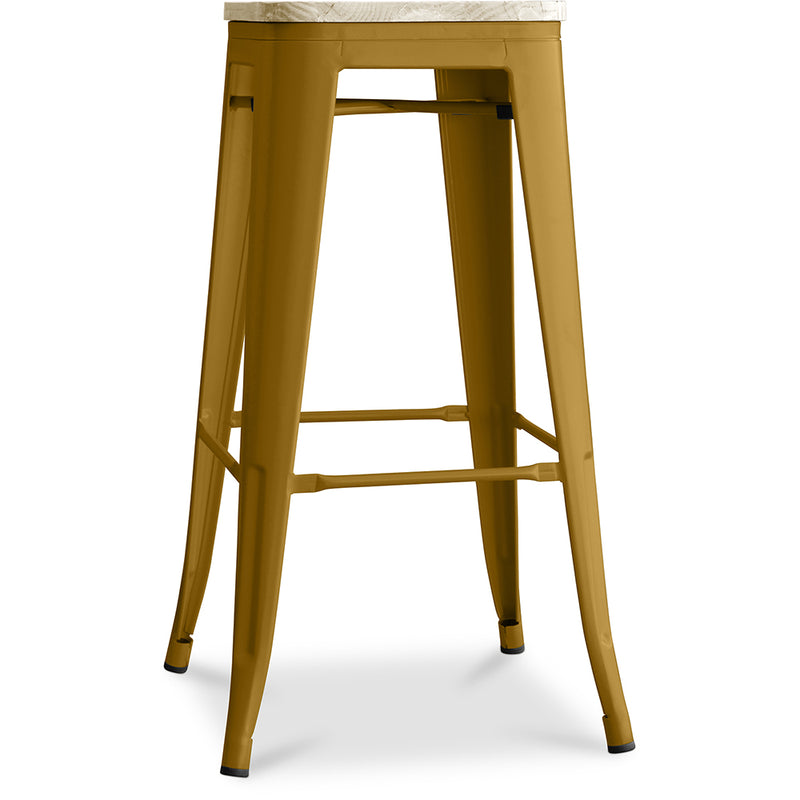 Tabouret de bar - Design industriel - Bois et acier - 76cm - Nouvelle édition - Stylix