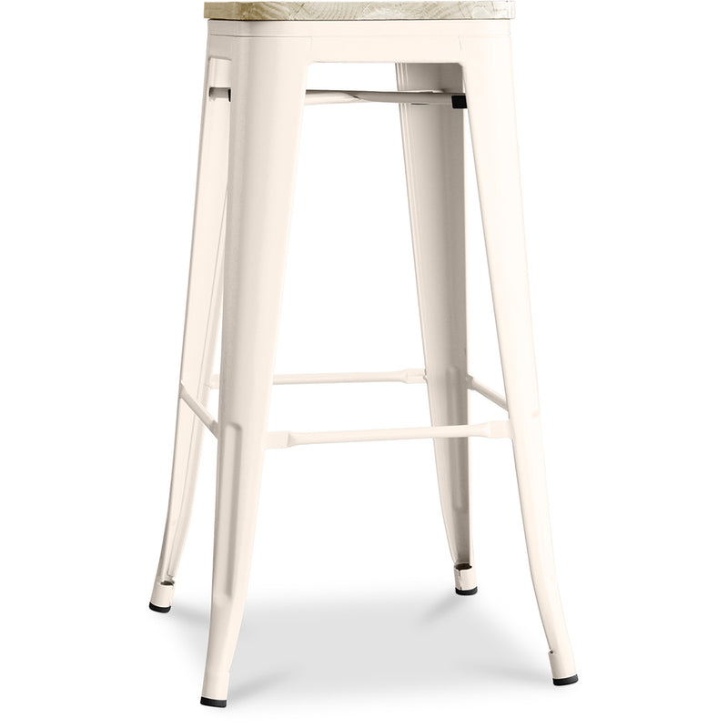Tabouret de bar - Design industriel - Bois et acier - 76cm - Nouvelle édition - Stylix