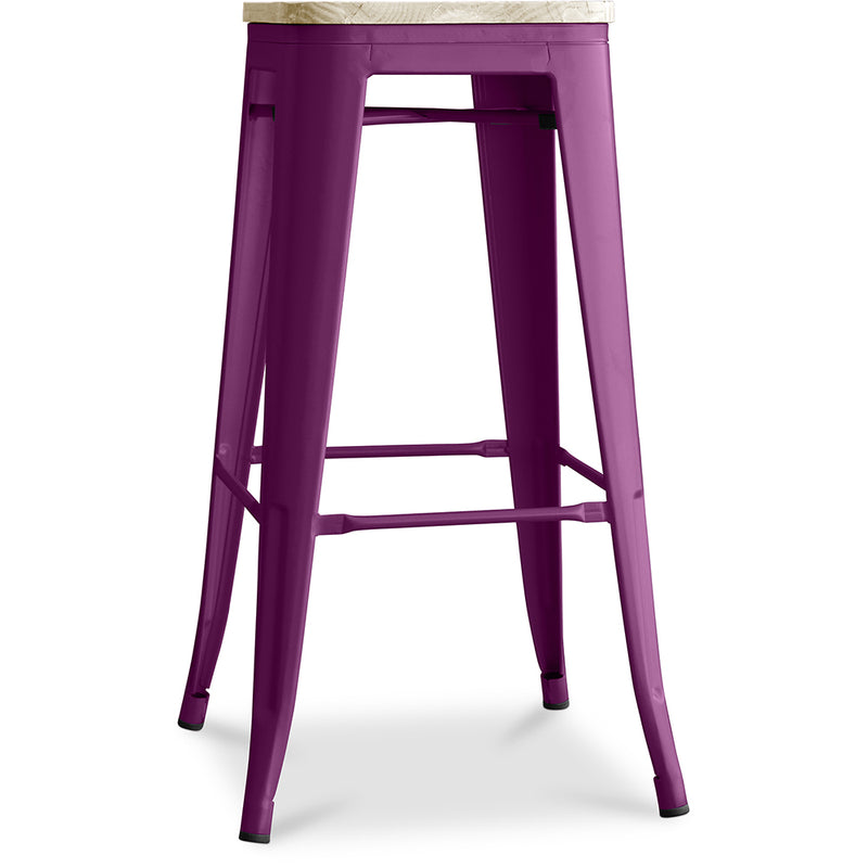 Tabouret de bar - Design industriel - Bois et acier - 76cm - Nouvelle édition - Stylix