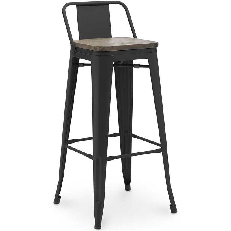 Taburete de Bar - Diseño Industrial - Madera y Acero - 76cm - Stylix