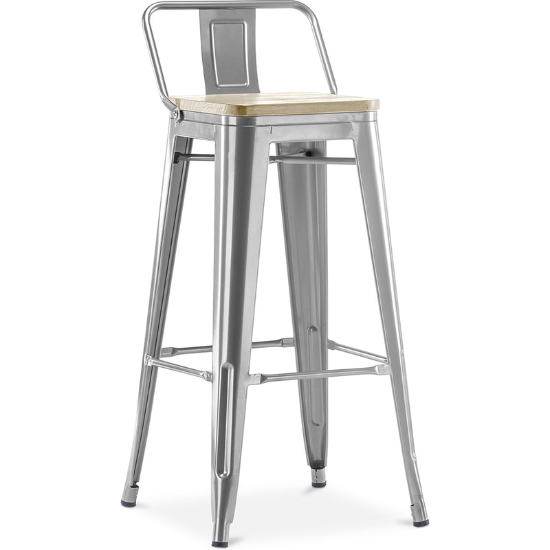 Barhocker mit Rückenlehne - Industrielles Design - Holz und Stahl - 76cm - Neue Ausgabe - Stylix
